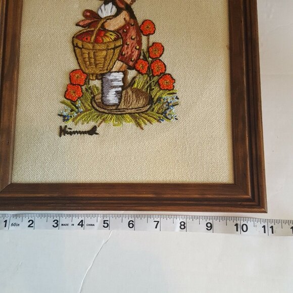 Hummel Vintage Crewel Embroidery Wall Art Framed 10x14 Lot of 2 Finished - Picture 11 of 12